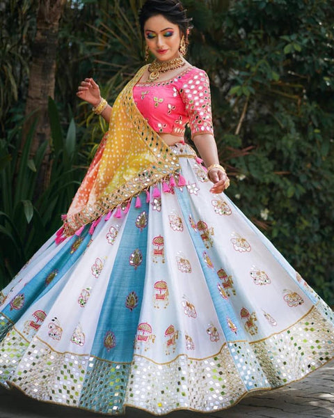 Mirror Work Heavy Silk Lehenga Choli