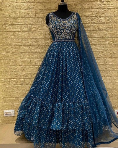 Blue Georgette Gown 