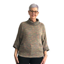 Load image into Gallery viewer, Ladies Soft Knit Multi Coloured Spotted Cropped Cowl Neck Jumper with Pockets and Black Trim Edge, (A93)
