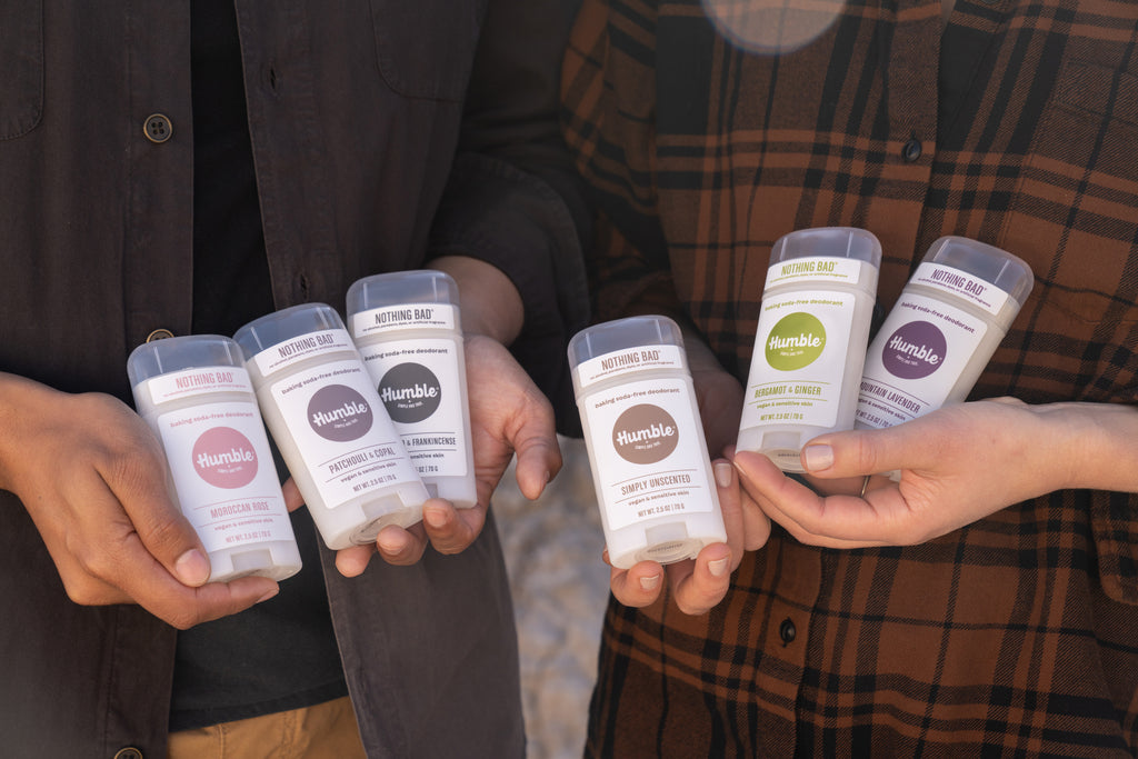 Vegan and Sensitive Skin Deodorant Collection Displayed in Hands