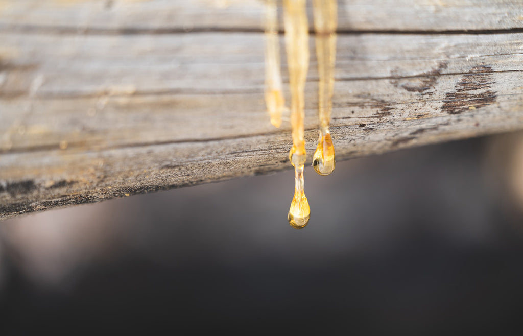 Resin dripping down a piece of wood