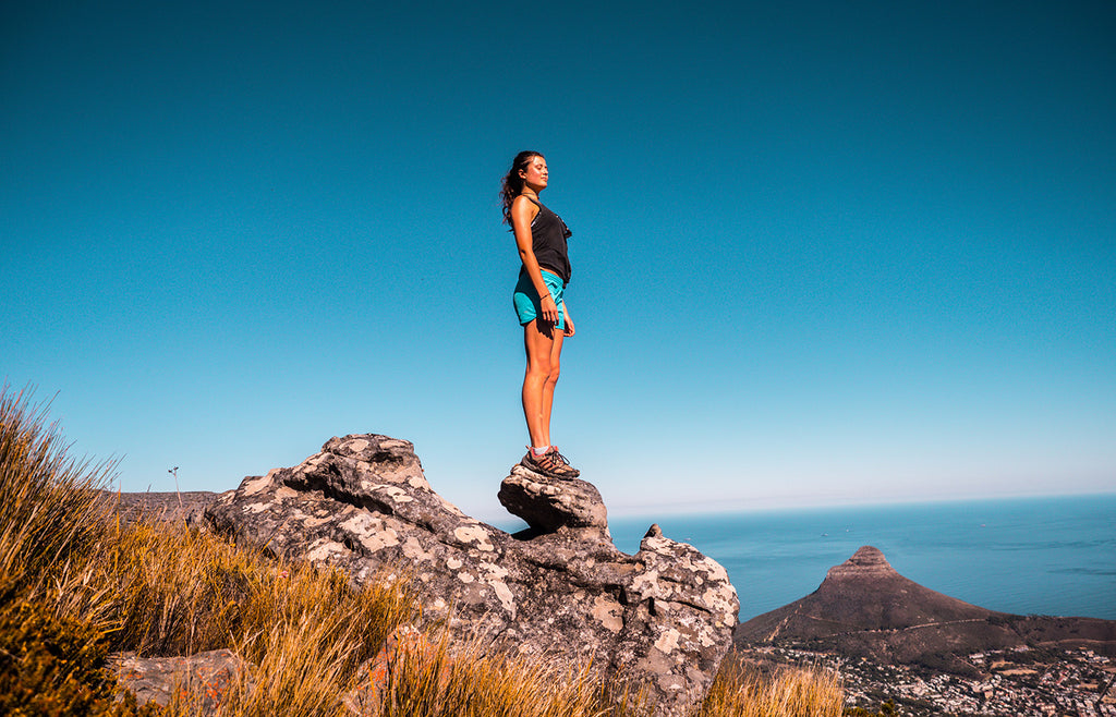 Woman on a mountain top
