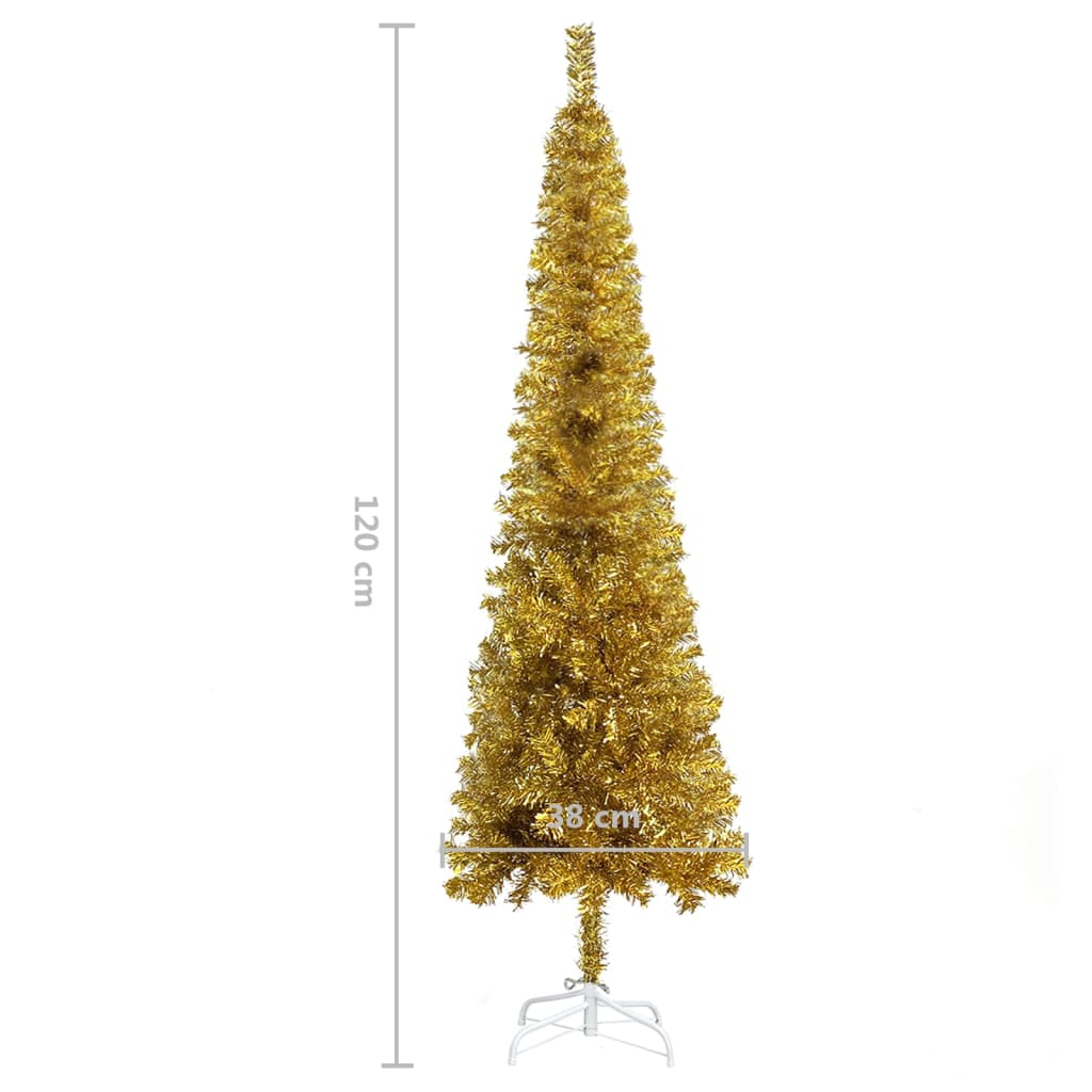 club plakband Naschrift vidaXL Kerstboom smal 120 cm goudkleurig – Jalmark