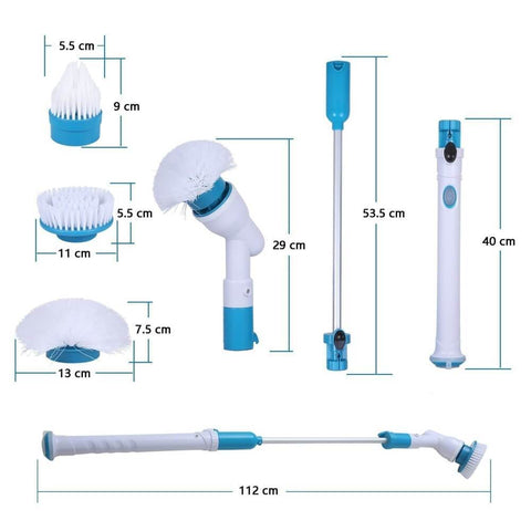 Fregadora giratoria eléctrica, cepillo de limpieza Turbo, limpiador de baño recargable inalámbrico con mango de extensión, cepillo adaptable, bañera