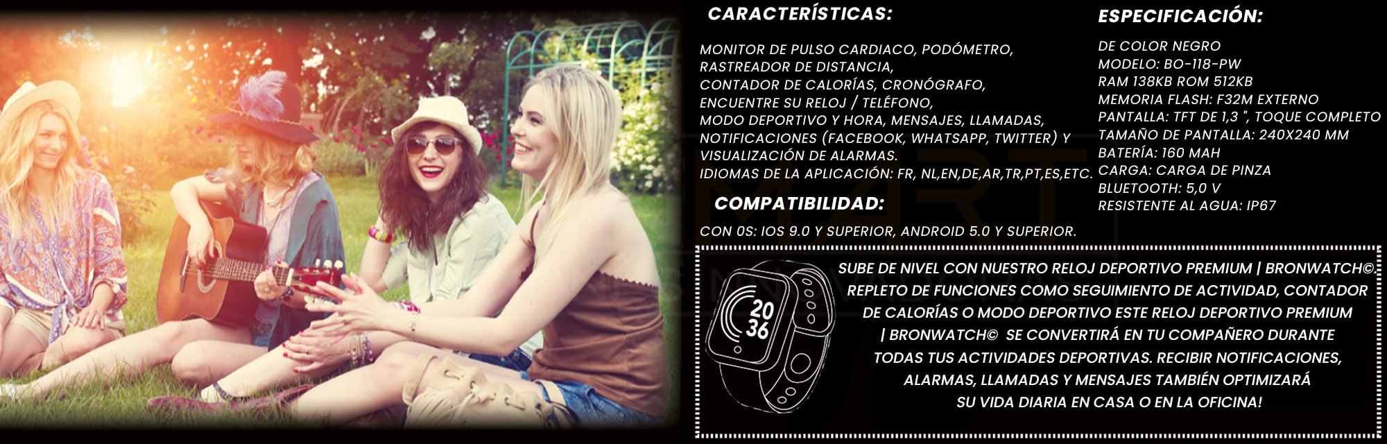 Premium Sports Watch, Bronmart, SmartWatch, Bronwatch, Bronmart, Espanha, FR, ES, NL, Seja, Relógios