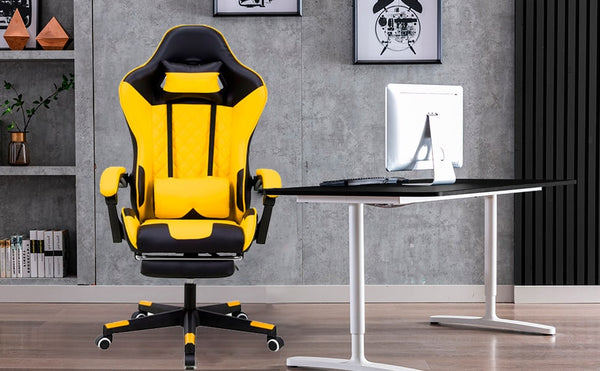 Stuhl, ergonomisch, für, Gaming, U, Büro, Gelb, Brongamer, Bronmart-min