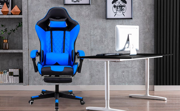 Stoel, ergonomisch, voor, gaming, U, Office, Blue Color, Brongamer, Bronmart-Min