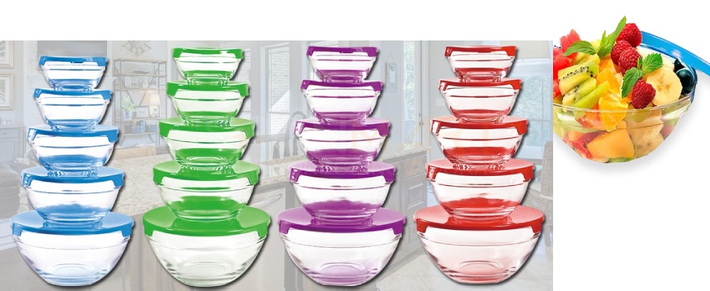 Transparent Glass Bowls Set 10pcs, glass containers with airtight lid, glass containers with Walmart lid, glass containers with lid for kitchen, glass containers with wooden lid, glass containers with small lid, Glass containers with Costa Rica top, Glass containers with large lid, glass containers with wholesale top, set of glass containers with lid, sale of glass containers with lid, Glass vessels of 10 pieces Bronkitchen ©, Hg -5007.