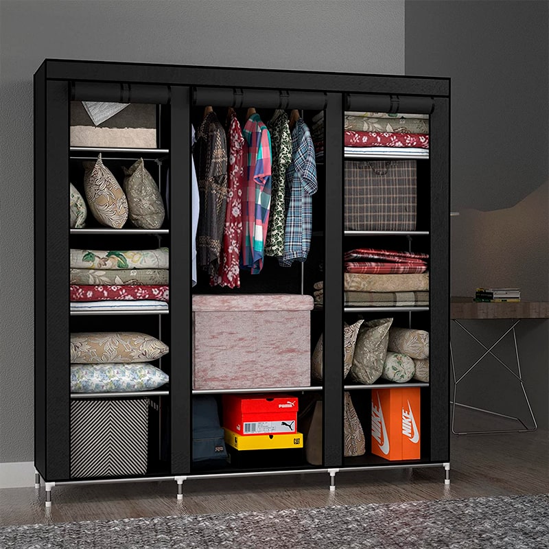 Closet de tissu de vêtements, organisateur de placard pliant - Grey Grand Pro, armoire en tissu pliant - Grand, Bronmart, est, fr, nl, be, it, co.uk