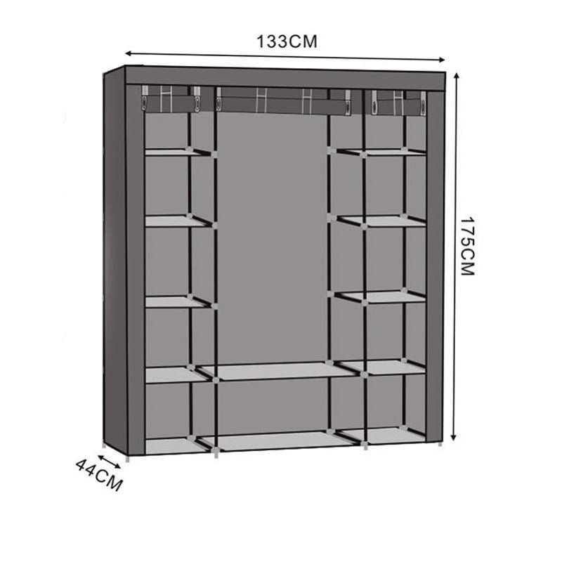 Closet de tissu de vêtements, organisateur de placard pliant - Grey Grand Pro, armoire en tissu pliant - Grand, Bronmart, est, fr, nl, be, it, co.uk