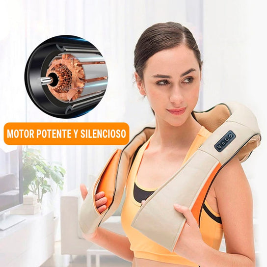 Massager-of-Shoulders-and-back-Bronhealth ©, Massager--neck-and-shoulders-Shorts-Shiatsu, Massager-Cervical-with-3D -Retro-and-function-Set-to-relaxation -De-fatigue-in-house, Office-o-Car-2-Year-Guarantee, Bronmart, ES, FR, IT, NL, BE, DE, PT, CO.UK, shoulder massager, back, Shiatsu neck, with heat function, cervical massager, electric massage cushion, 16 massage heads, gift for women, men, office, car and home, bronmart.españa