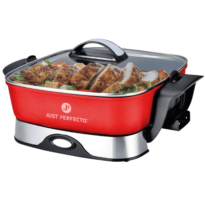 Red electric/gray pan 1650W XXL 5.5 liters Bronkitchen © Compact and Safe