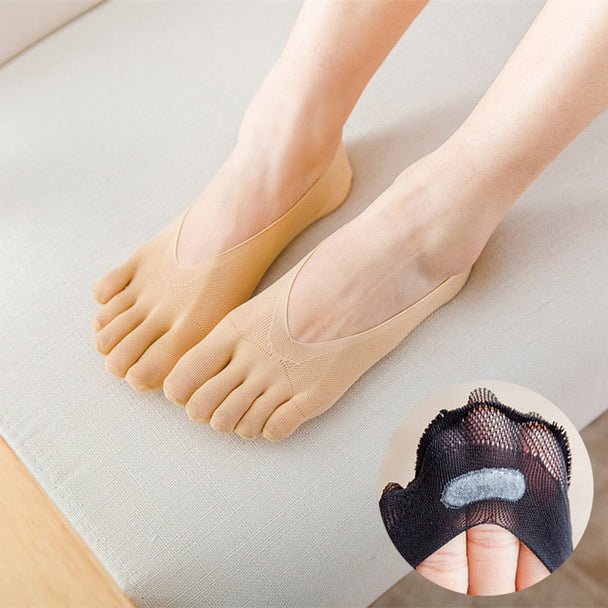 Chaussettes d'été à cinq doigts pour femmes, chaussettes ultra fines pour femmes, chaussettes drôles à bout invisible avec silicone antidérapant, respirantes, antifriction,bronmart,es,fr,nl,be,it,de,co.uk