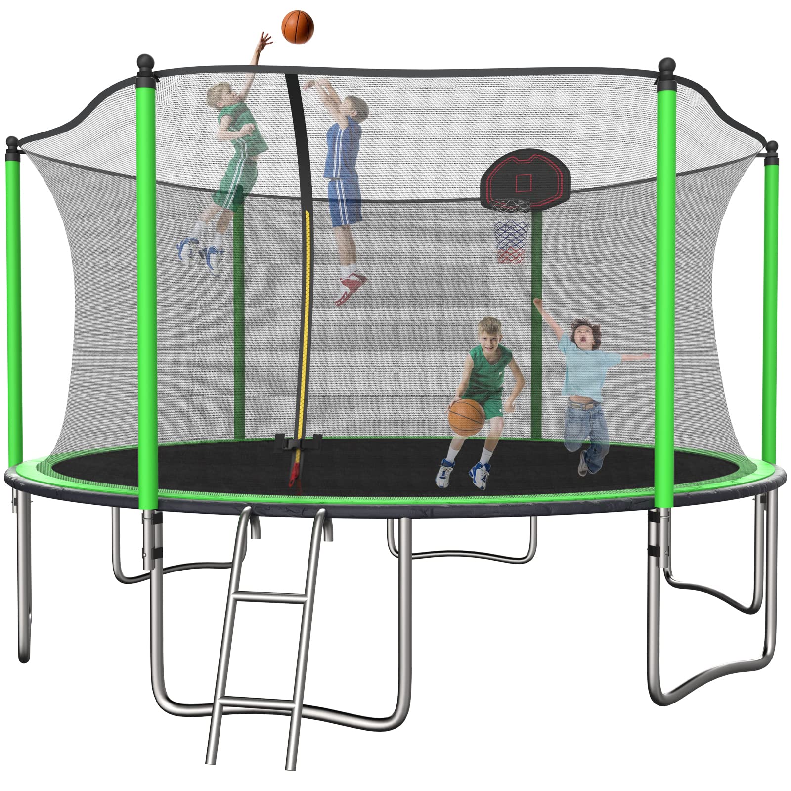 14FT Trampoline with Enclosure Net for 6-9 Kids and Adults – Lyromix