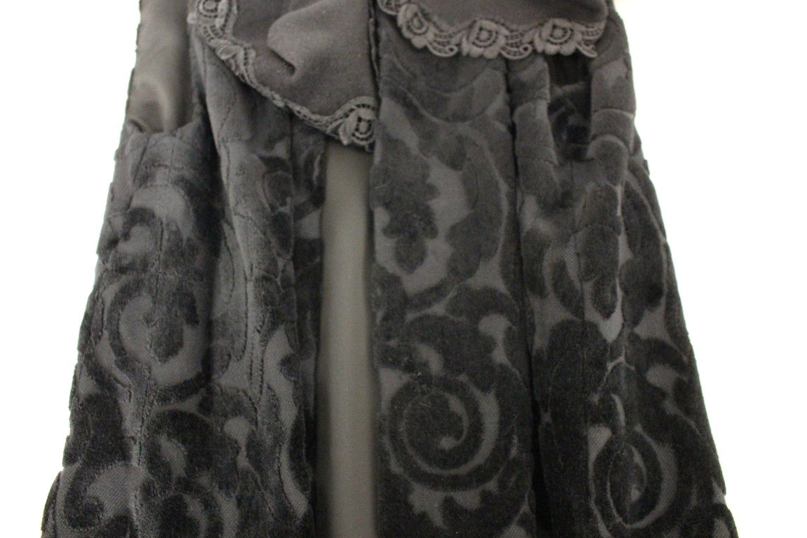 NOEMI ALEMÁN Black Cotton Brocade Long Cape Coat Jacket - Cicis Boutique