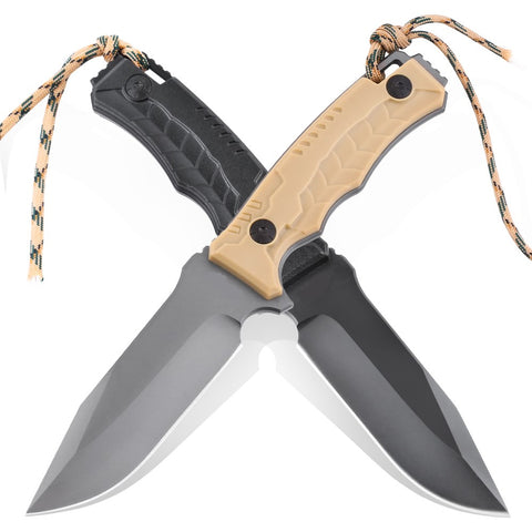 SPARTANHUB Survival-Messer, schwarz, braun