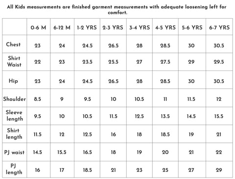 Kids Size Chart