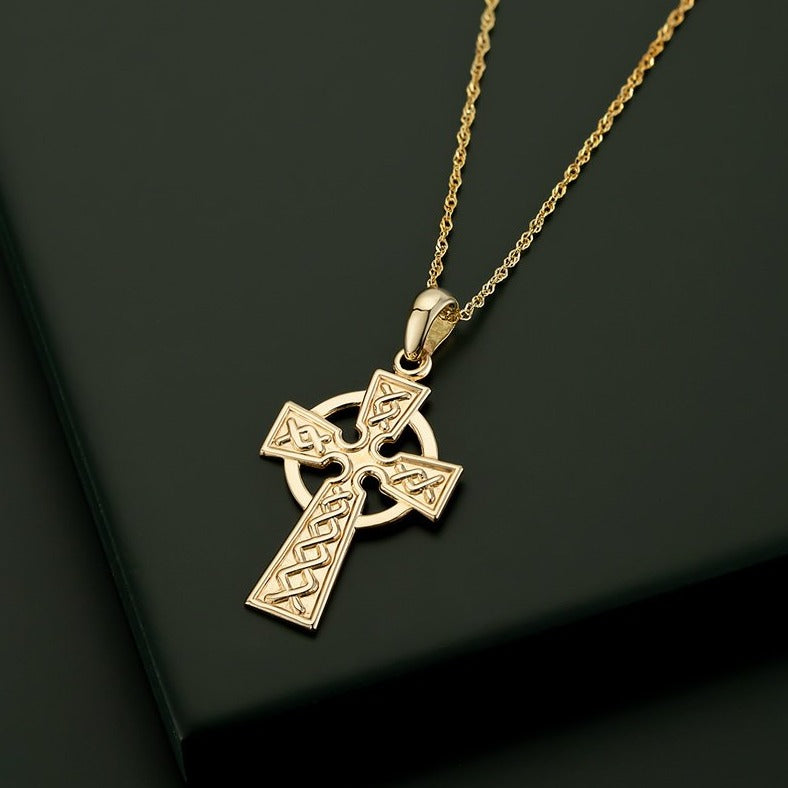 Gold celtic store cross necklace mens