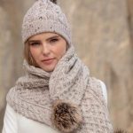 Aran Crafts Oatmeal Pom Pom Scarf