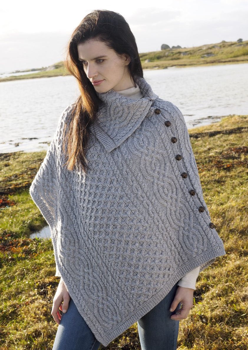 Merino Wool Cowl Neck Poncho