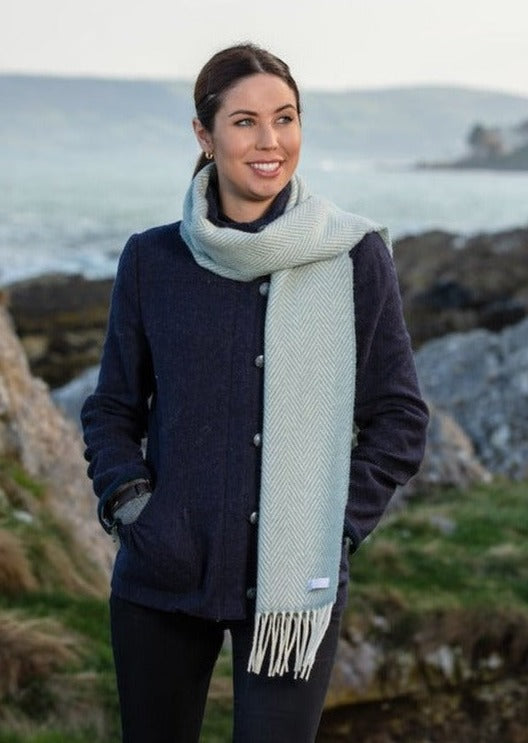 Pearl Grey and White Lambswool Scarf