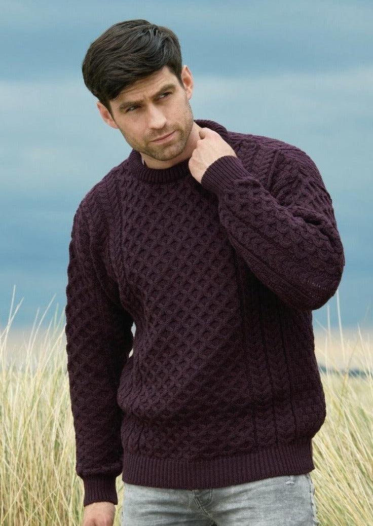 Aran Crafts Men's Merino Wool Crew Neck Sweater
