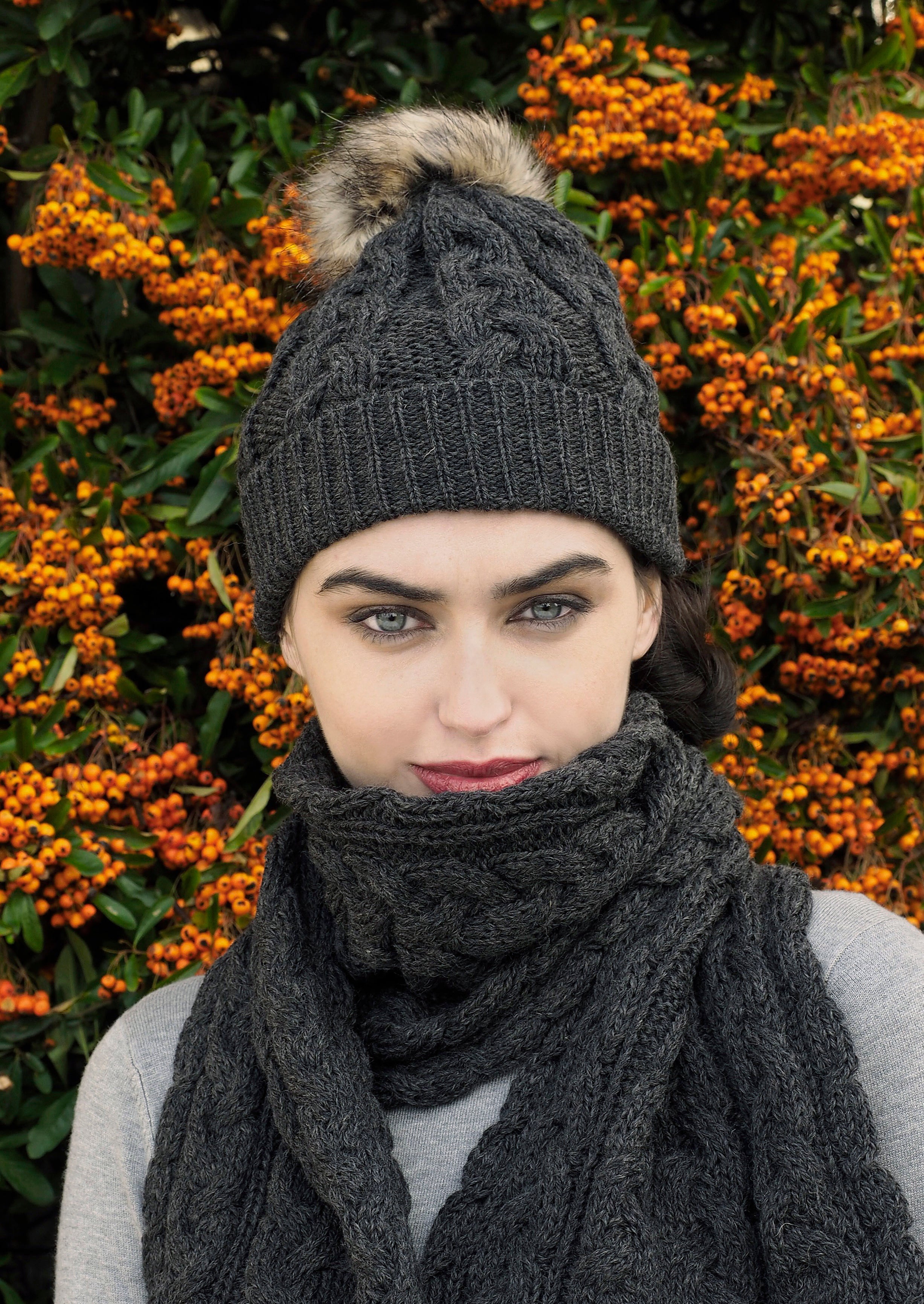 Cable Knit Pom Pom Hat