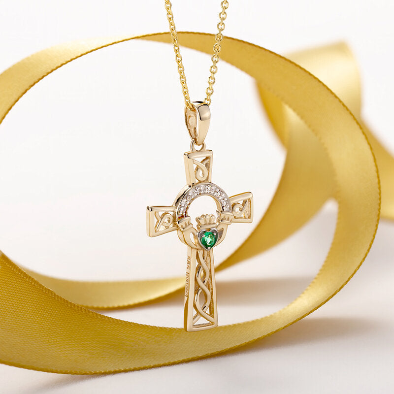 Green Claddagh Pendant, Claddagh Necklace, Silver Claddagh Pendant - Etsy