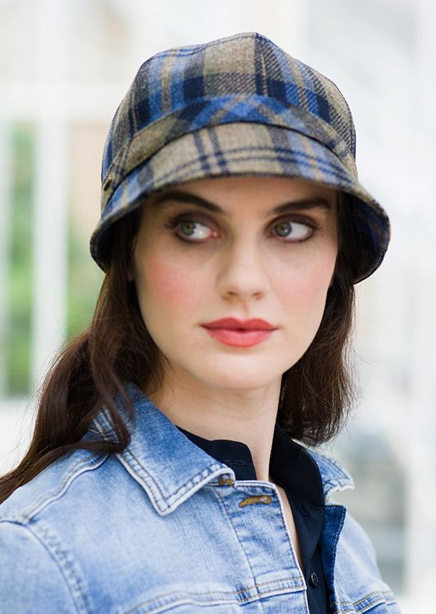 The Irish Boutique-Flapper Hat - Blue Green Plaid