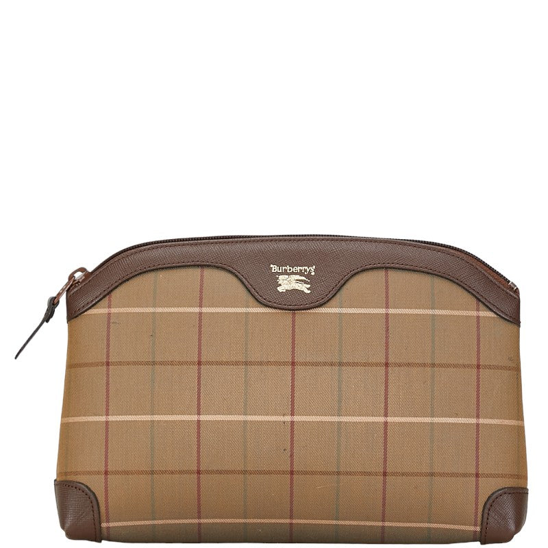 image of Burberry Canvas Leather Check Clutch Pouch in Very Good Condition