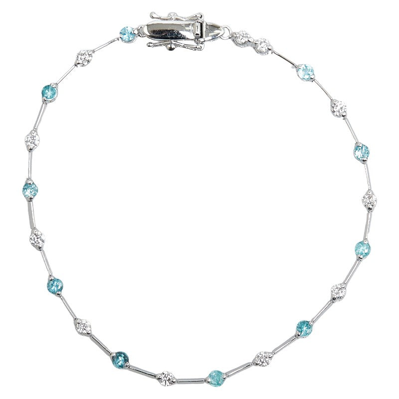 image of K18WG White Gold Aquamarine 0.62ct Diamond 0.715ct Bracelet in Pristine Condition