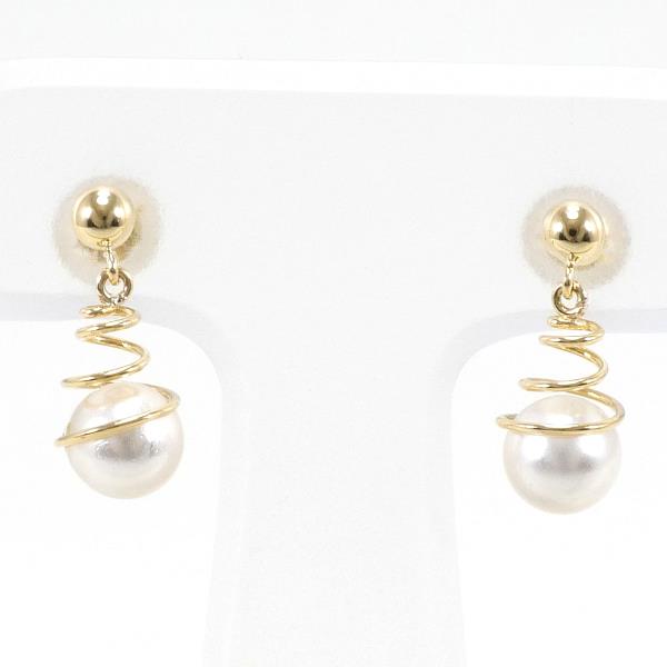 Image of K18 Yellow Gold Imitation Pearl Earrings in Excellent Condition