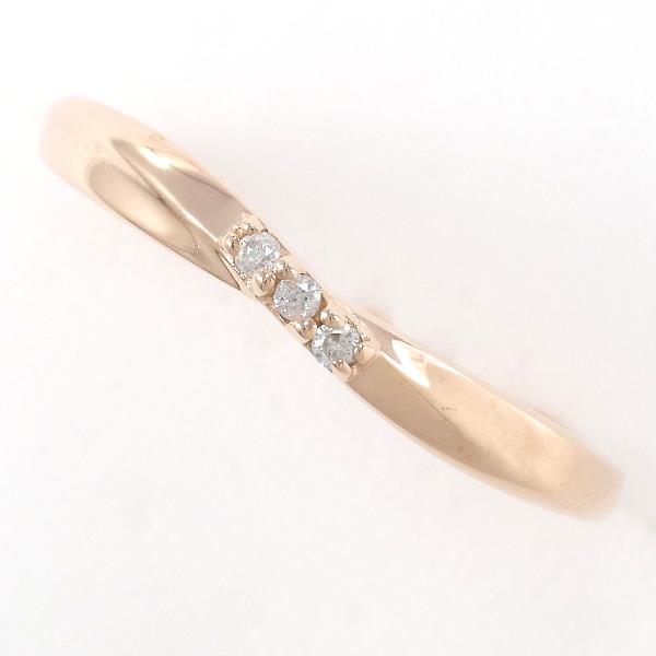 image of 4℃ K10 Pink Gold Diamond Ring Size 8 in Excellent Condition