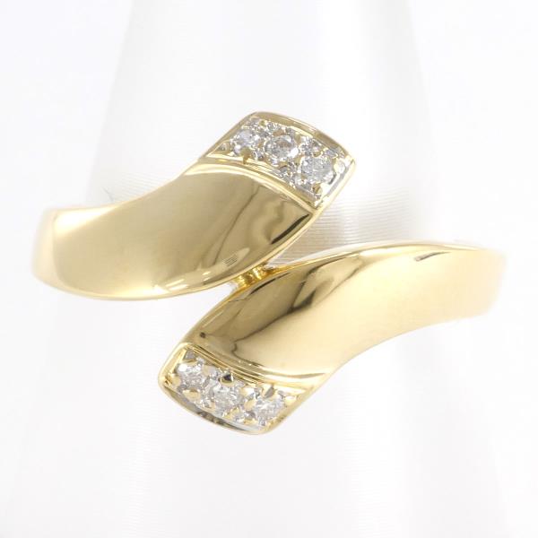 Image of Classic K18 Yellow Gold and 0.06ct Diamond Ring, Size 13 for Women in Excellent Condition