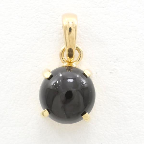 image of K18 Yellow Gold Black Star Sapphire Pendant Top in Pristine Condition