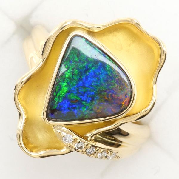 image of K18 Yellow Gold Boulder Opal Ring 12.5 in Excellent Condition