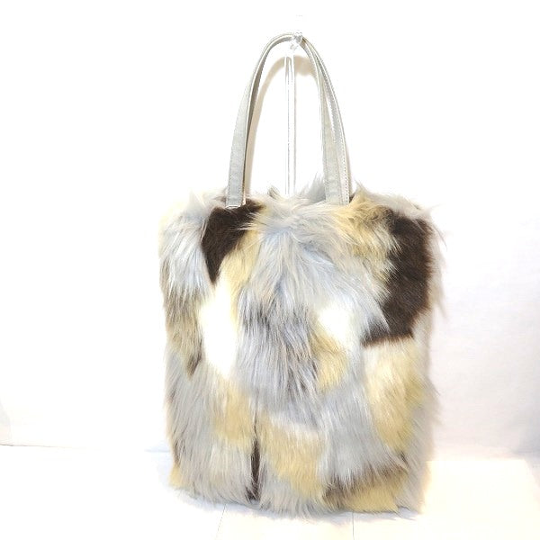 Image of Patchwork Faux Fur Tote Bag for Women in Great Condition