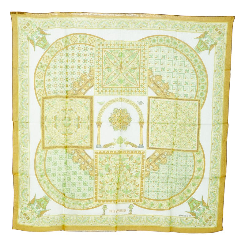 image of Hermes Silk 89cm x 89cm CIELS BYZANTINS Scarf in Great Condition