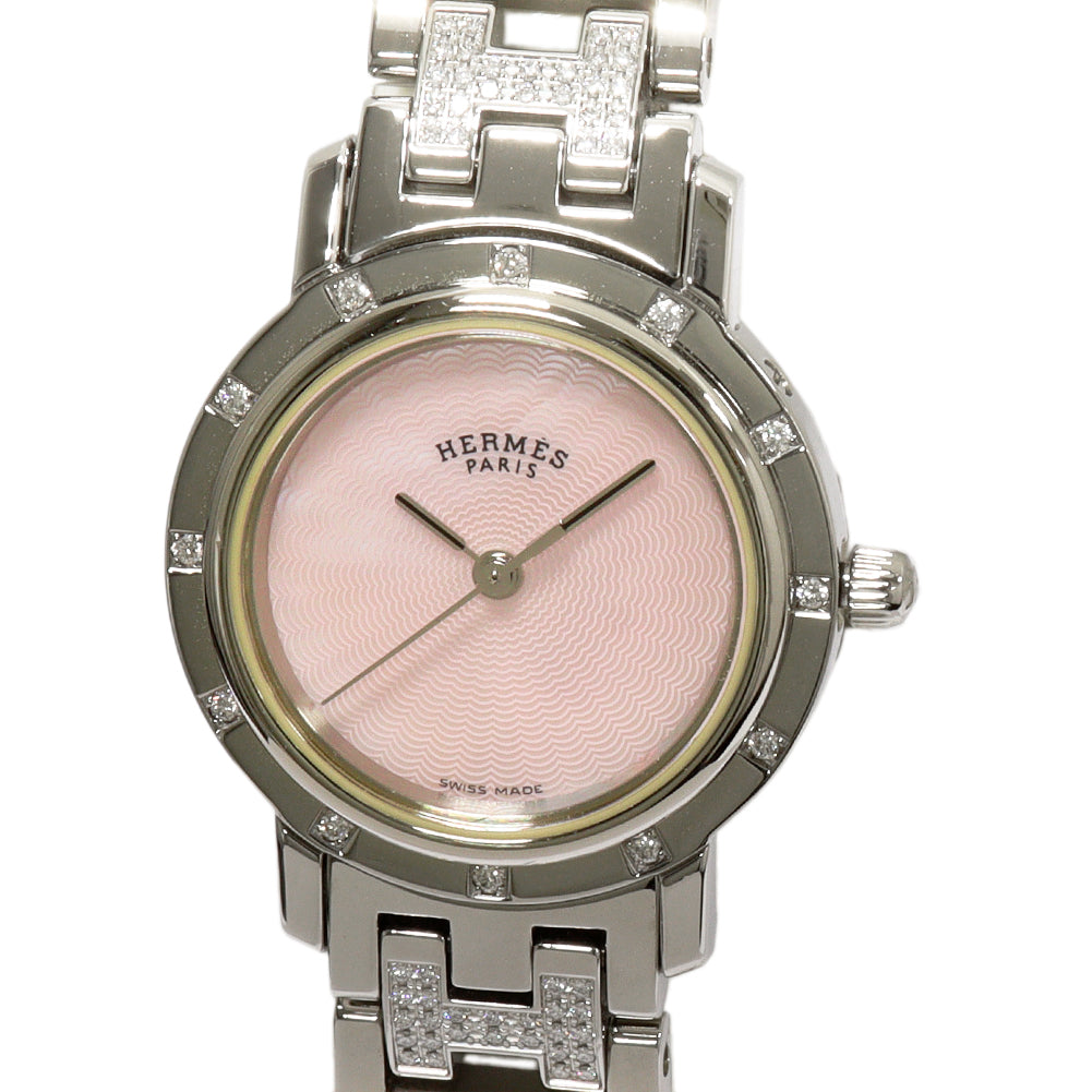 image of Hermes Clipper Diamond Stainless Steel Quartz Watch CL4.230 in Great Condition