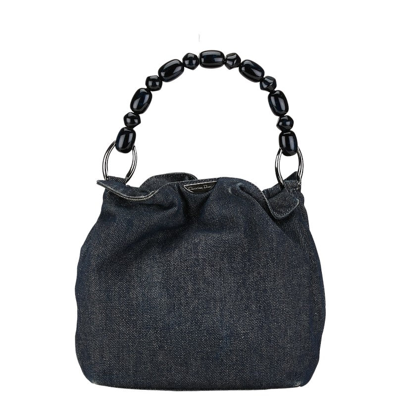 Image of Dior Denim Maris Pearl Logo Plate Handbag in Very Good Condition