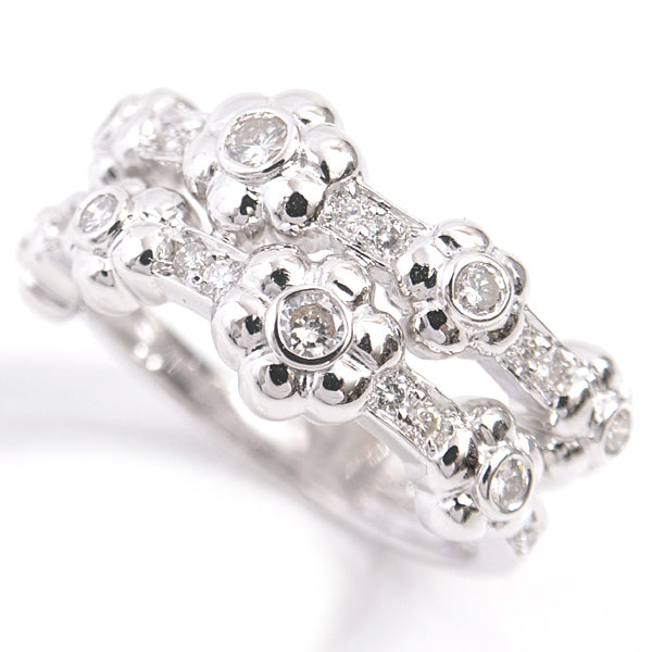 image of Ponte Vecchio Flower Motif Diamond Ring 0.44ct White Gold K18WG in Great Condition