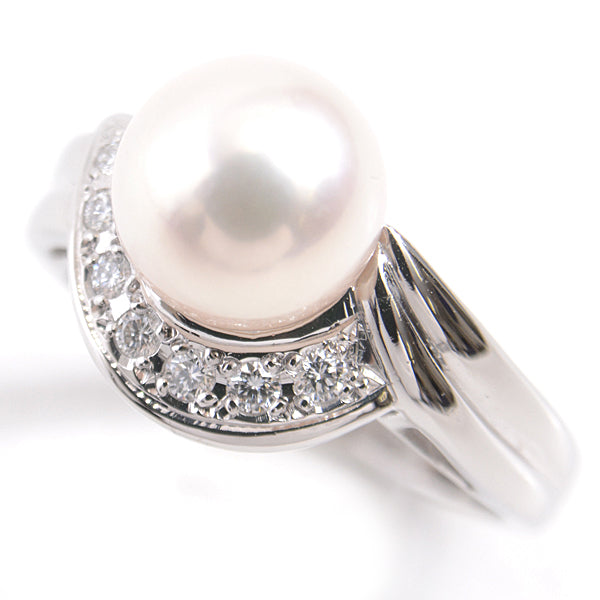 image of MIKIMOTO PT950 Platinum Pearl Diamond Ring in Great Condition