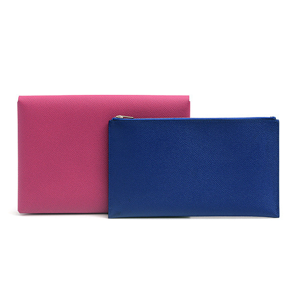 image of Hermes Calvi GM Clutch Bag Rose Purple Blue in Great Condition