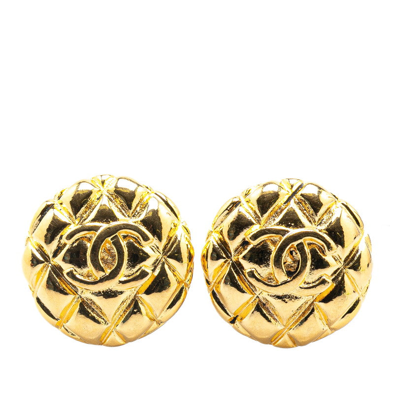 image of Chanel Gold Plated Coco Mark Matelasse Earrings