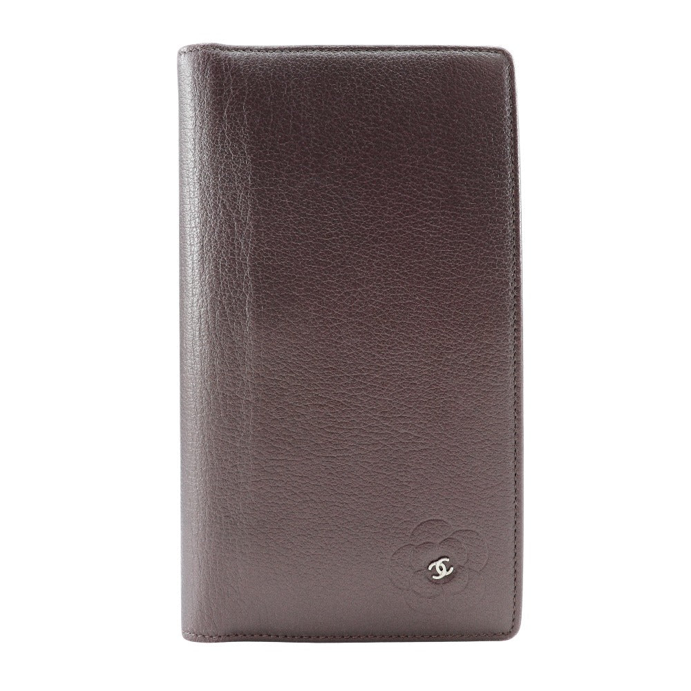 image of Chanel Camellia Leather Long Wallet Metallic Purple