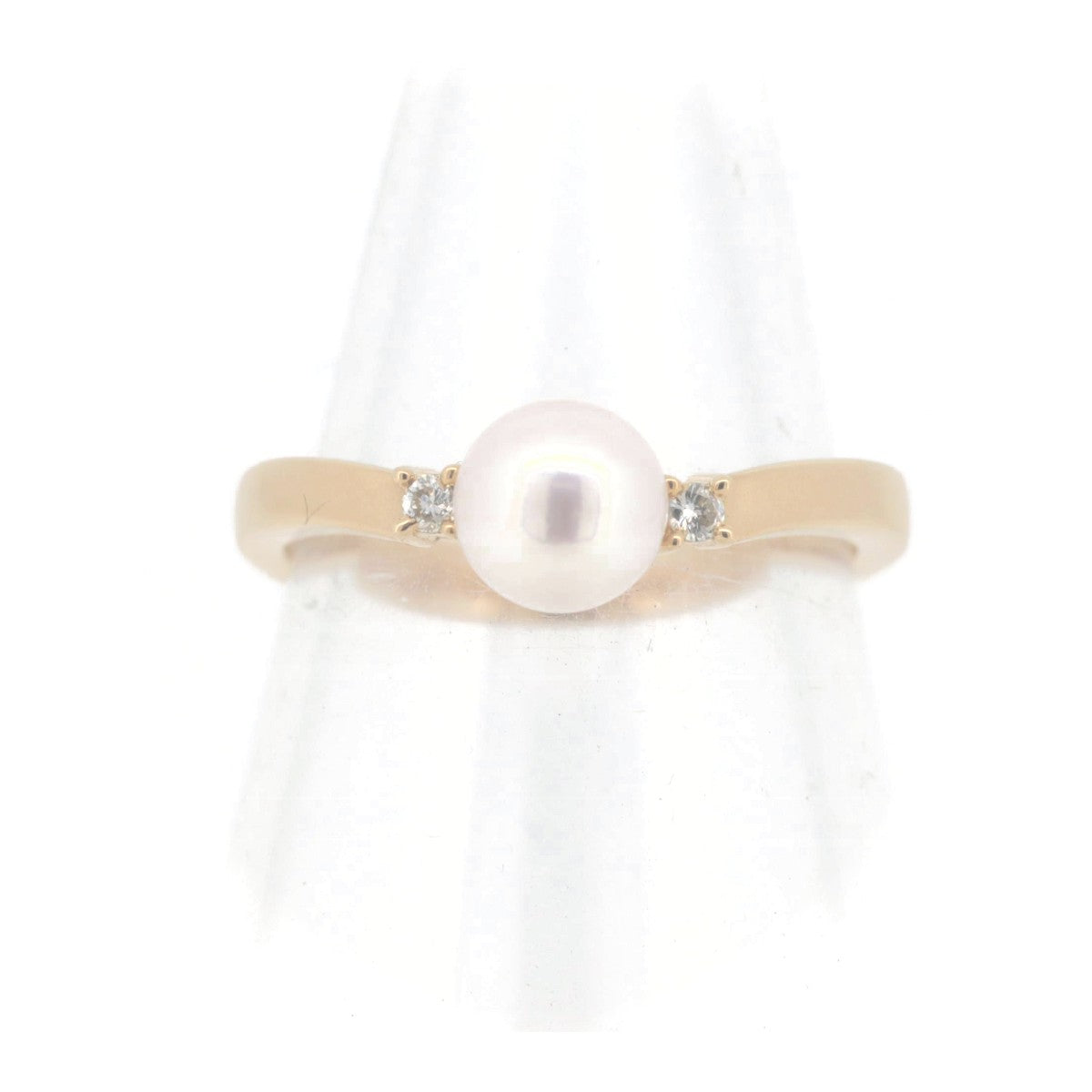 image of Tasaki K18 Yellow Gold Pearl Diamond Ring Size 8 in Great Condition