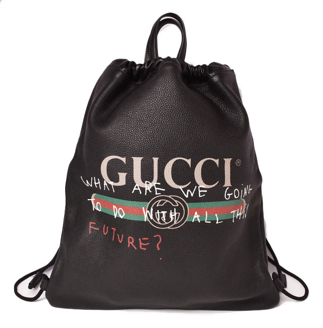 image of Gucci Leather Backpack Drawstring 494053 in Excellent Condition