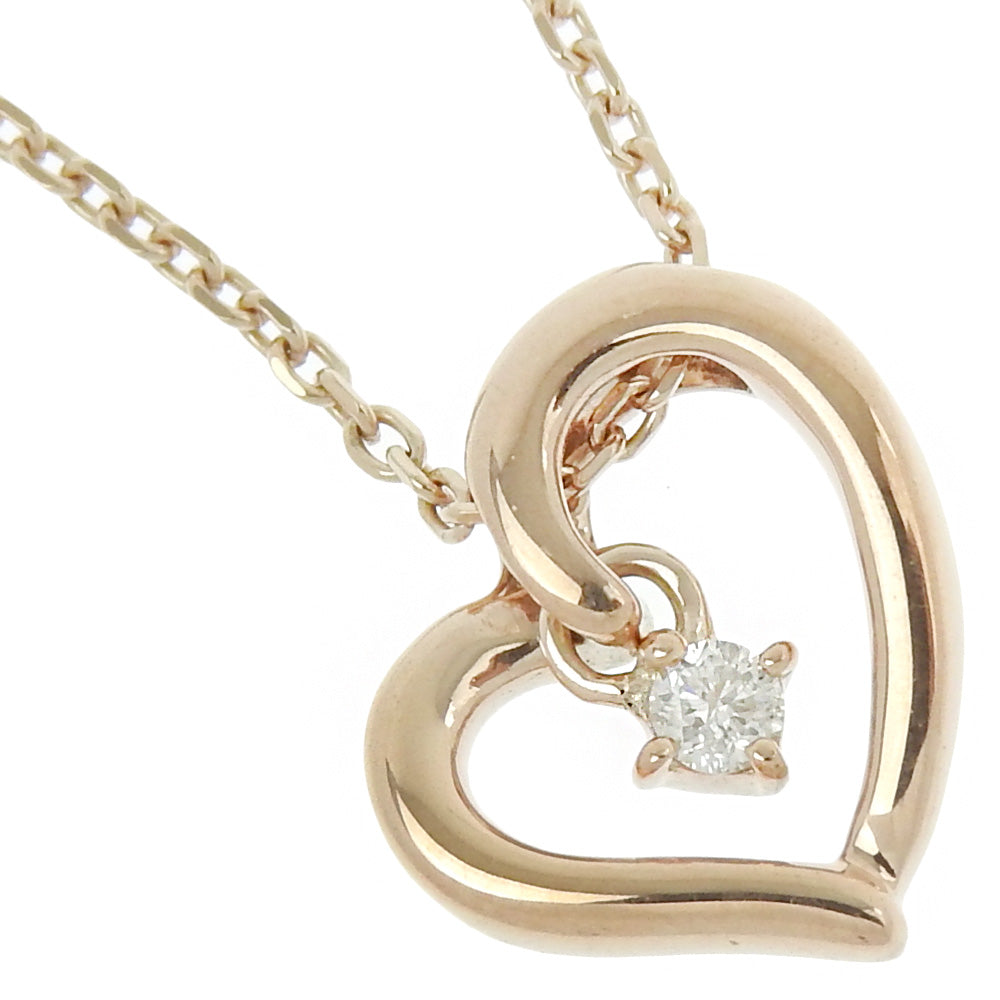 image of K10 Pink Gold Diamond Heart Necklace