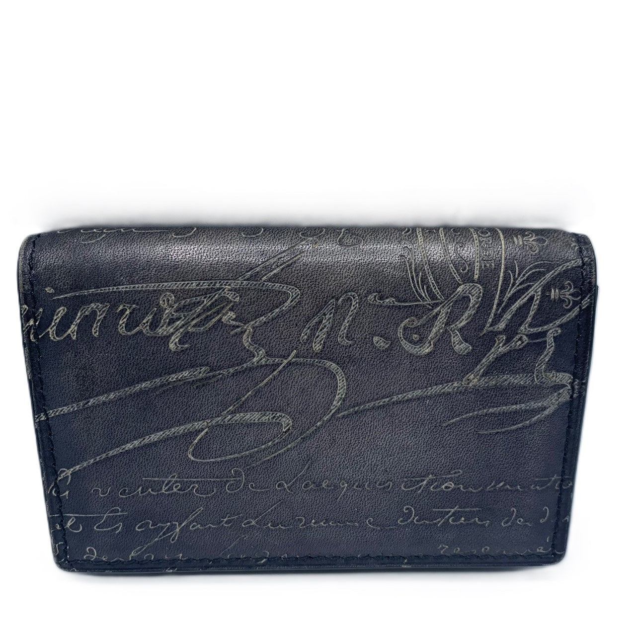 image of Berluti Calligraphy Card Case Black/Gray