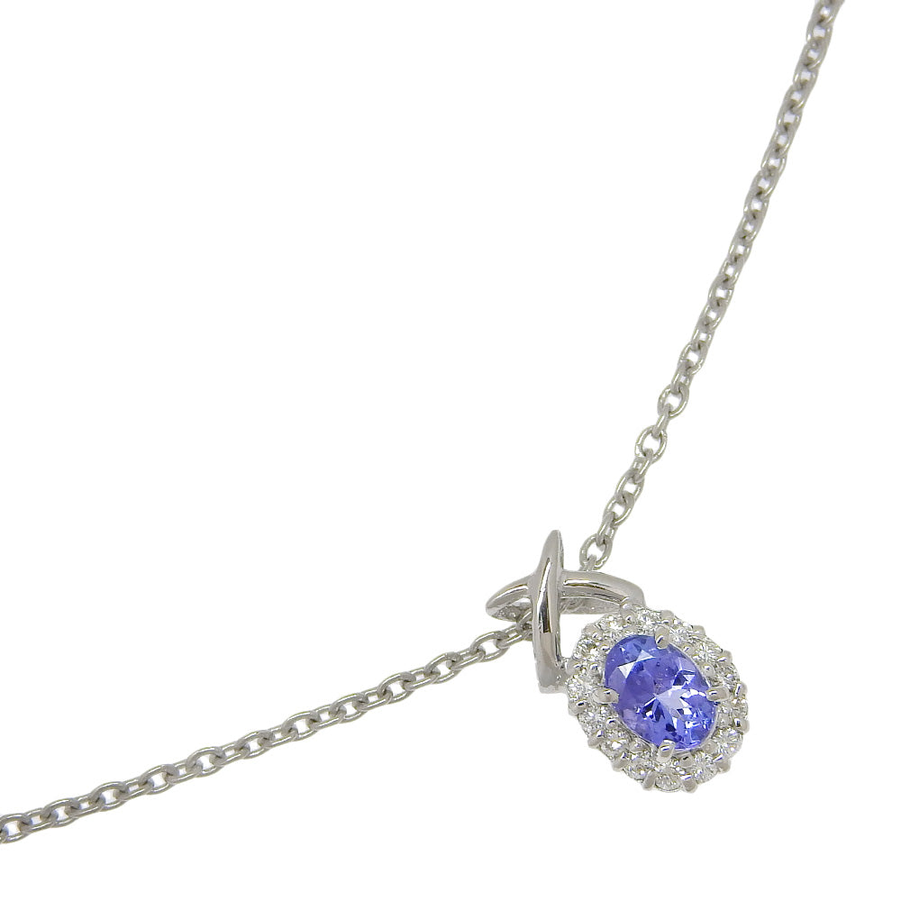 image of Platinum Blue Topaz Diamond Necklace